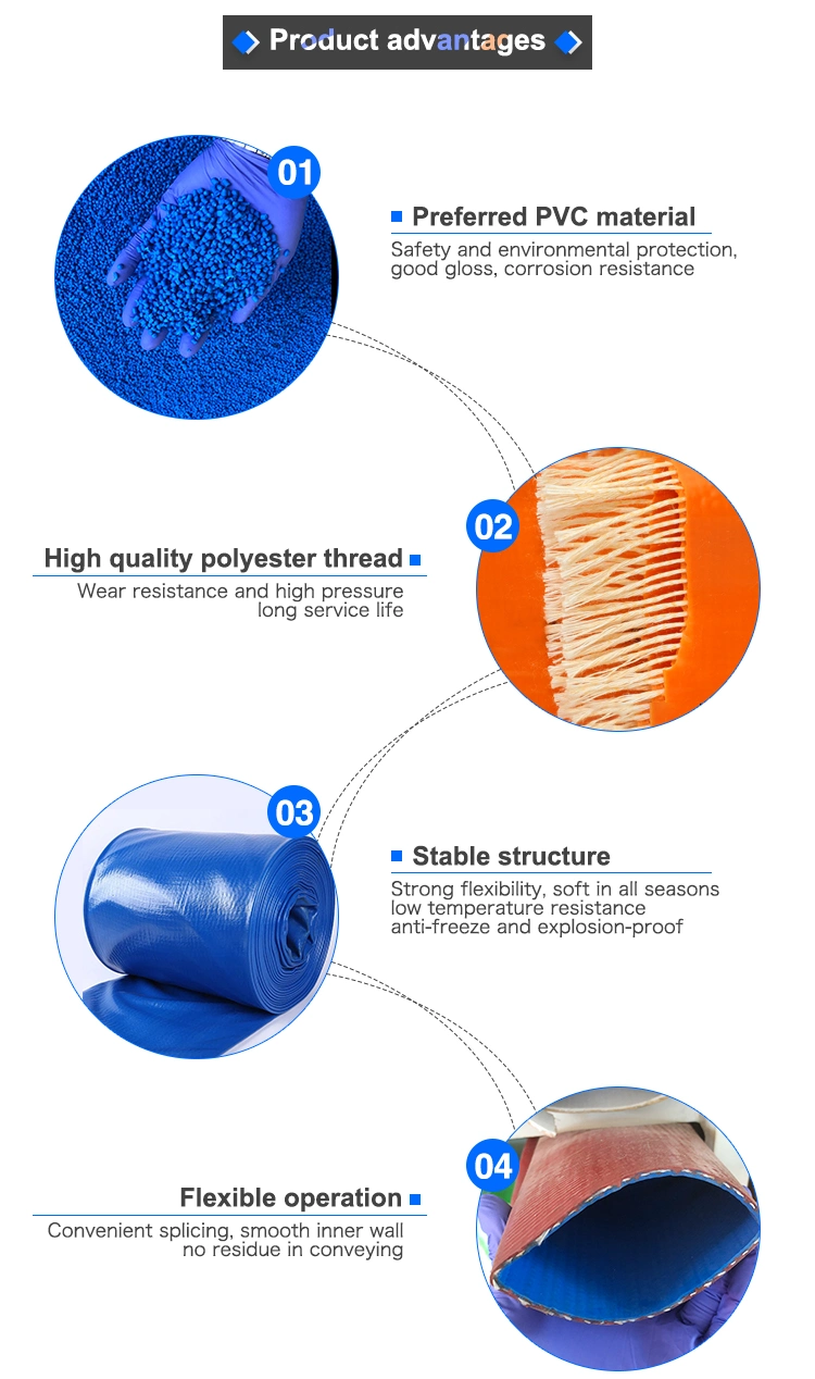 Customised 3inch 4inch PVC Water Layflat Hose for Agricultural Irrigation of Factory