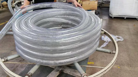 Tubo flessibile morbido per aspirazione/scarico in filo di acciaio a spirale in plastica PVC trasparente da 1/4